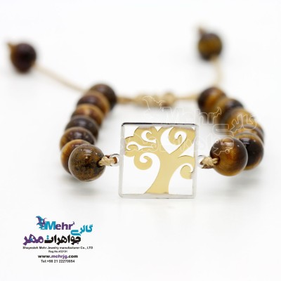 دستبند طلا و سنگ - طرح درخت