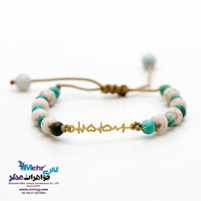 دستبند طلا و سنگ - طرح ضربان قلب