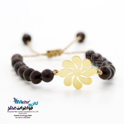 دستبند طلا و سنگ - طرح گل