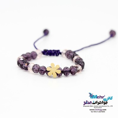دستبند طلا و مهره - طرح گل یاسمن
