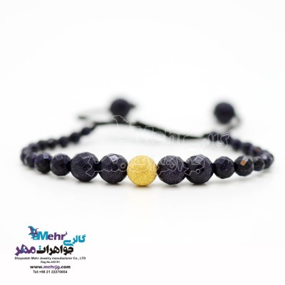 دستبند طلا و سنگ - طرح گوی تراش