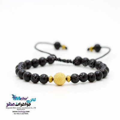 دستبند طلا و سنگ - طرح گوی تراش