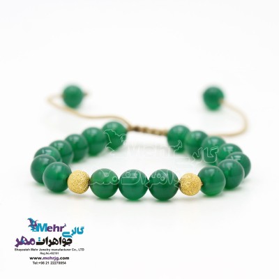 دستبند طلا و سنگ - طرح گوی تراش