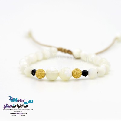 دستبند طلا و سنگ - طرح گوی تراش