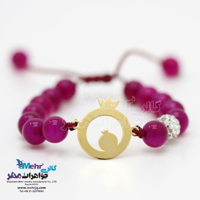 دستبند طلا و سنگ - طرح انار
