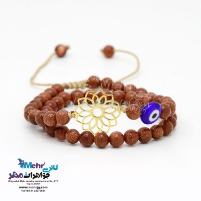 دستبند طلا و سنگ - طرح شمسه