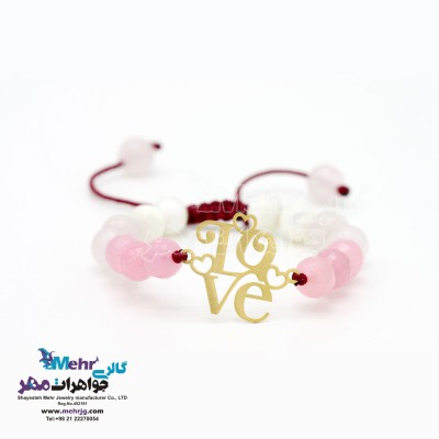 دستبند طلا و سنگ - طرح عشق