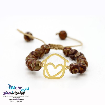 دستبند طلا و سنگ - طرح کلبه‌ی عشق