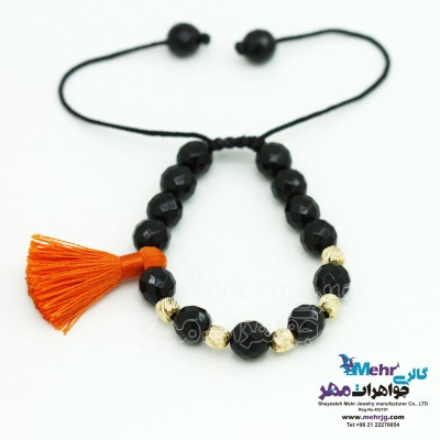 دستبند طلا و سنگ - طرح گوی تراش