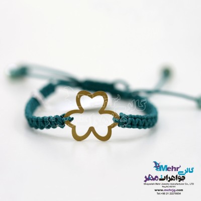 دستبند طلا و بافت - طرح شبدر