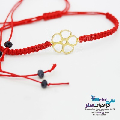 دستبند طلا و بافت - طرح گل