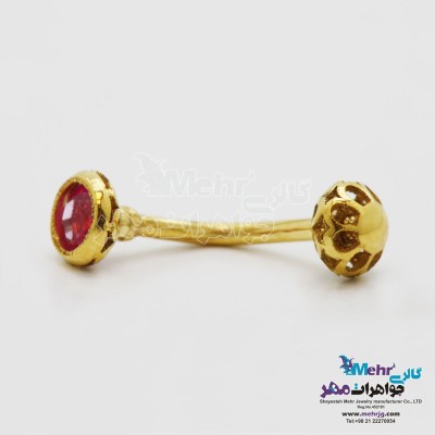 پیرسینگ طلا - طرح سنگ رنگی