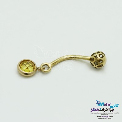 پیرسینگ طلا - طرح سنگ رنگی