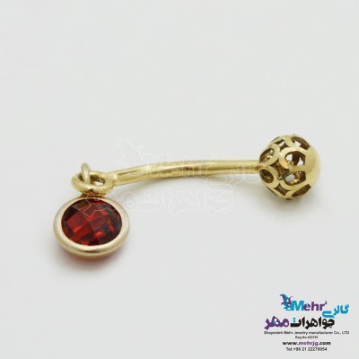 پیرسینگ طلا - طرح سنگ رنگی