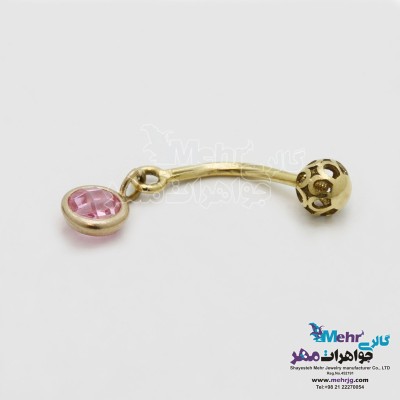 پیرسینگ طلا - طرح سنگ رنگی