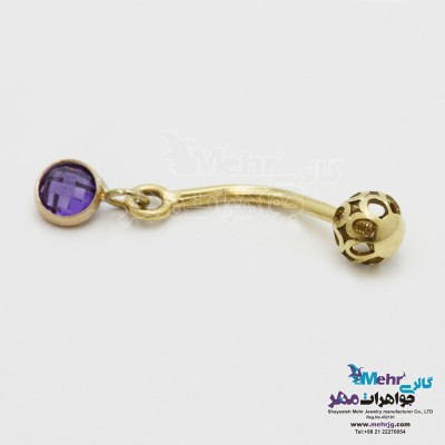 پیرسینگ طلا - طرح سنگ رنگی