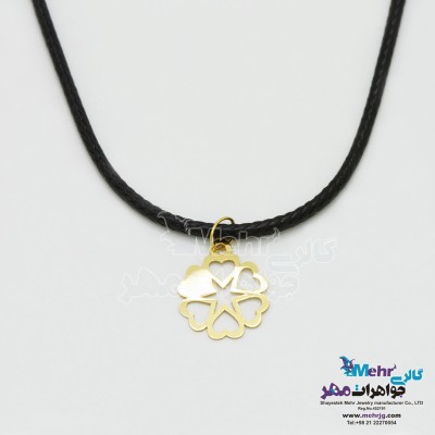 گردنبند طلا و چرم - طرح قلب