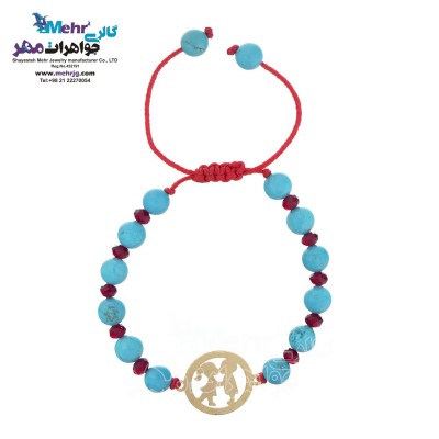 دستبند طلا و سنگ - طرح دختر و پسر