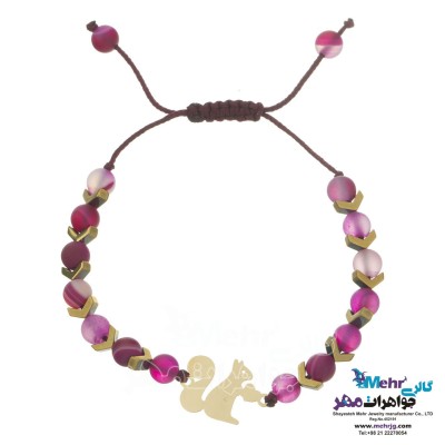 دستبند طلا و سنگ - طرح سنجاب