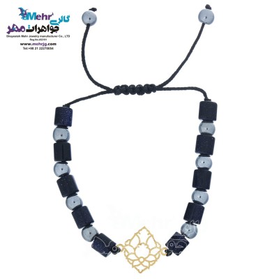 دستبند طلا و سنگ - طرح گل شاه عباسی
