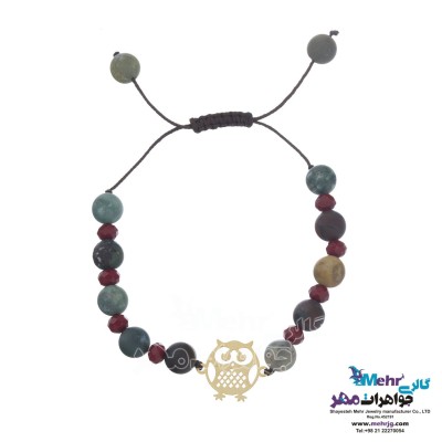 دستبند طلا و سنگ - طرح جغد