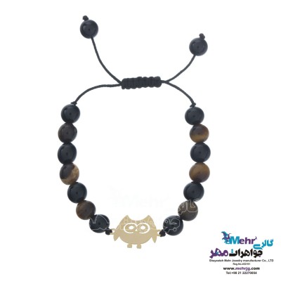 دستبند طلا و سنگ - طرح جغد