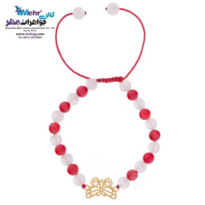 دستبند طلا و سنگ - طرح پروانه