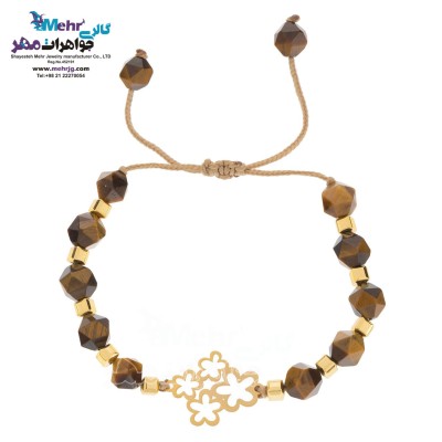 دستبند طلا و سنگ - طرح گل