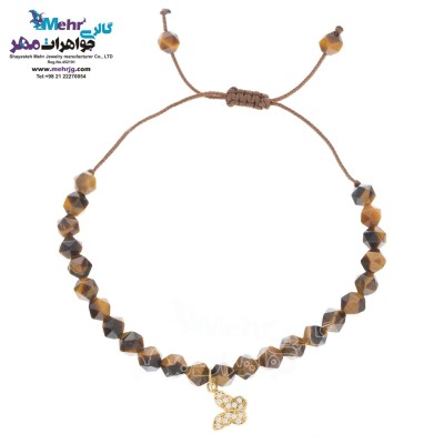دستبند طلا و سنگ - طرح پروانه