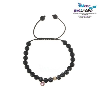 دستبند طلا و سنگ - طرح گوی تراش