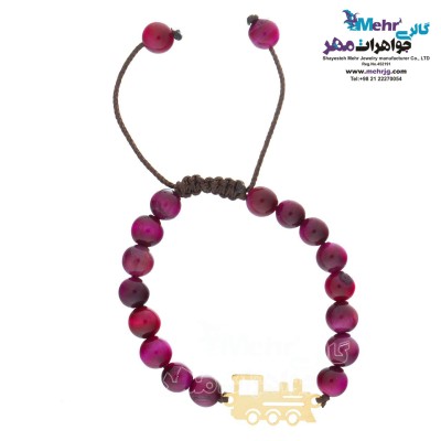 دستبند طلا و سنگ - طرح قطار