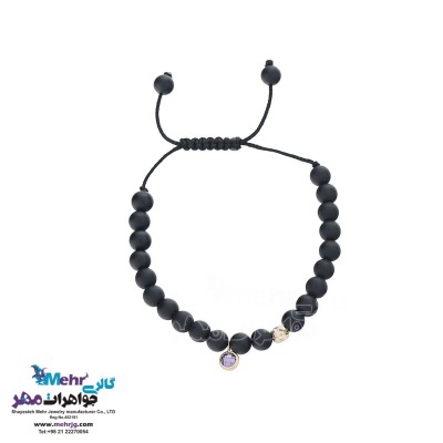 دستبند طلا و سنگ - طرح گوی تراش