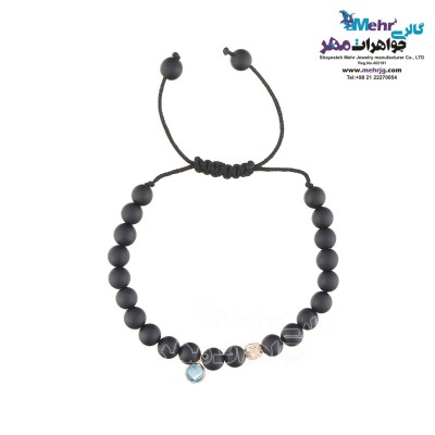 دستبند طلا و سنگ - طرح گوی تراش