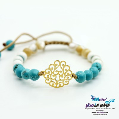 دستبند طلا و سنگ - طرح اسلیمی