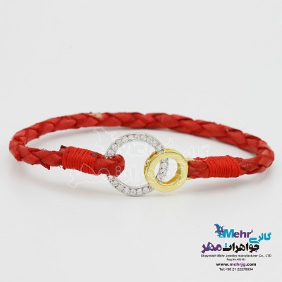 دستبند طلا و چرم - طرح برمس