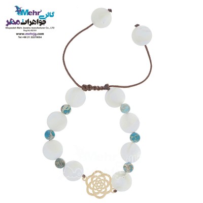 دستبند طلا و سنگ - طرح گل