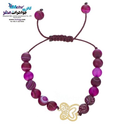 دستبند طلا و سنگ - طرح پروانه