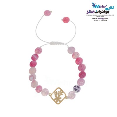دستبند طلا و سنگ - طرح گل یاسمن