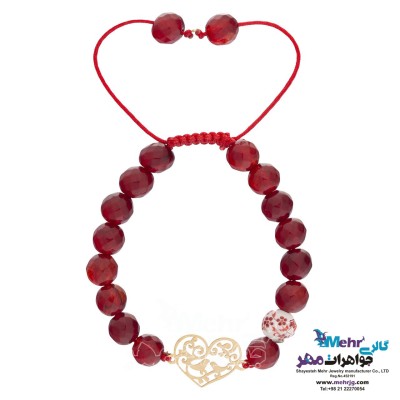 دستبند طلا و سنگ - طرح پرنده و شاخه