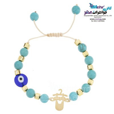 دستبند طلا و سنگ - طرح چوب لباسی