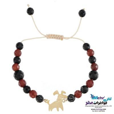 دستبند طلا و سنگ - طرح سگ