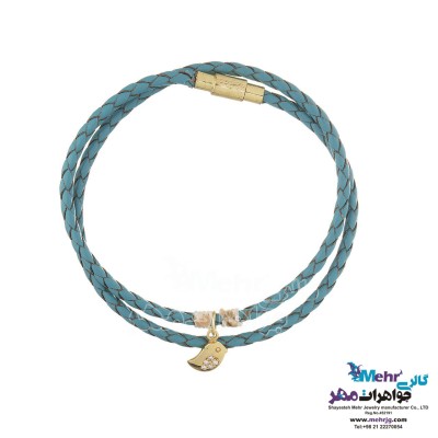 دستبند طلا و چرم - طرح جوجه
