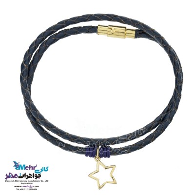 دستبند طلا و چرم - طرح ستاره