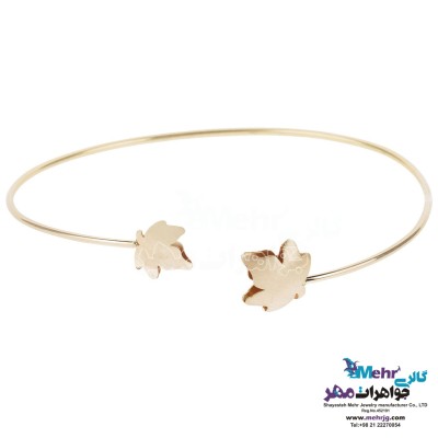 دستبند النگویی طلا - طرح برگ