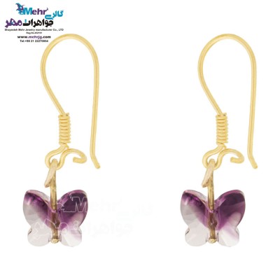 گوشواره طلا - سنگ سواروسکی پروانه