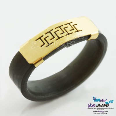 انگشتر طلا و چرم - طرح پلکانی