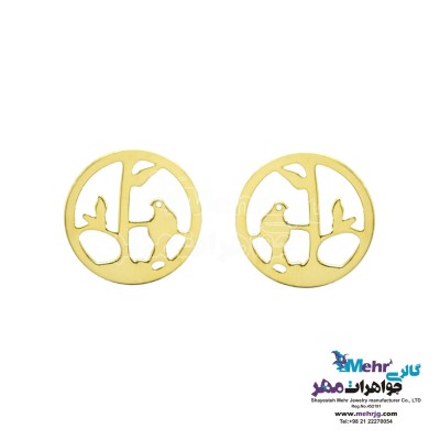 گوشواره طلا - طرح پرنده و شاخه
