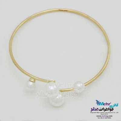 دستبند النگویی طلا - طرح مروارید نشان