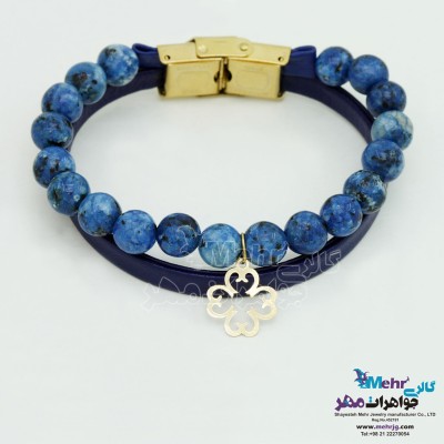 دستبند طلا و سنگ - طرح شبدر چهار برگ
