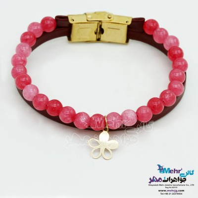 دستبند طلا و سنگ - طرح گل